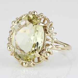 Vintage 10K Yellow Gold Oval Citrine Anniversary / Cocktail Ring
